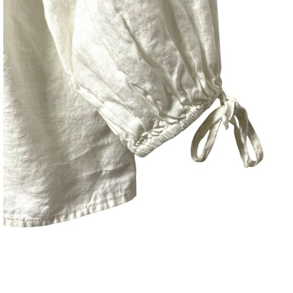 Sundance Sahara Linen Top in Ivory Women’s Pullover Blouse PL Half Button Front - Picture 5 of 8